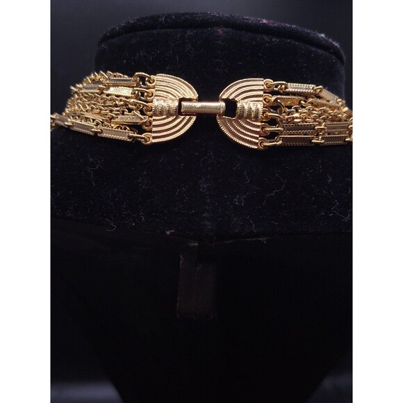 Vintage Gold tone Sarah Coventry Long Heavy Layered Necklace and Bracelet - Picture 9 of 11